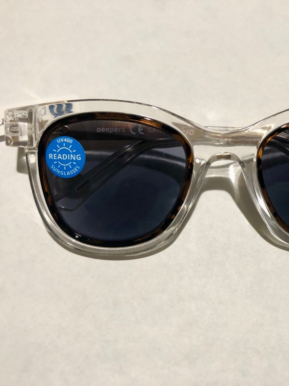 NEW Laguna Clear with Tortoise Peepers Polarized Sun readers +2.00